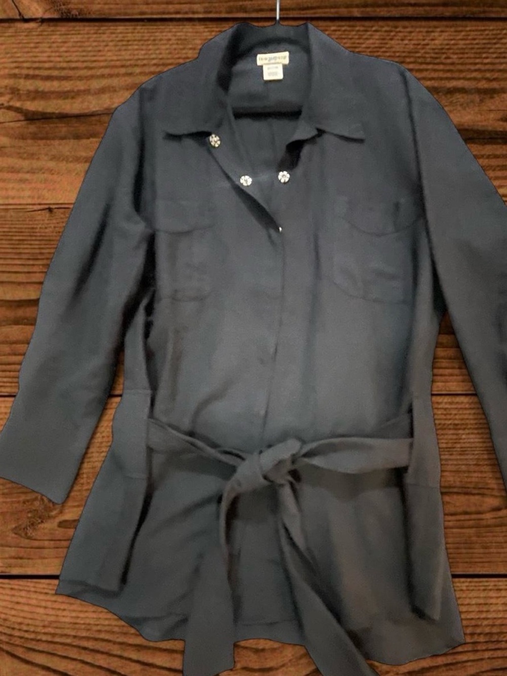 TravelSmith Black Tie-Waist Tunic Jacket